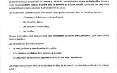 CCAS : appel à candidatures pour le conseil d’administration