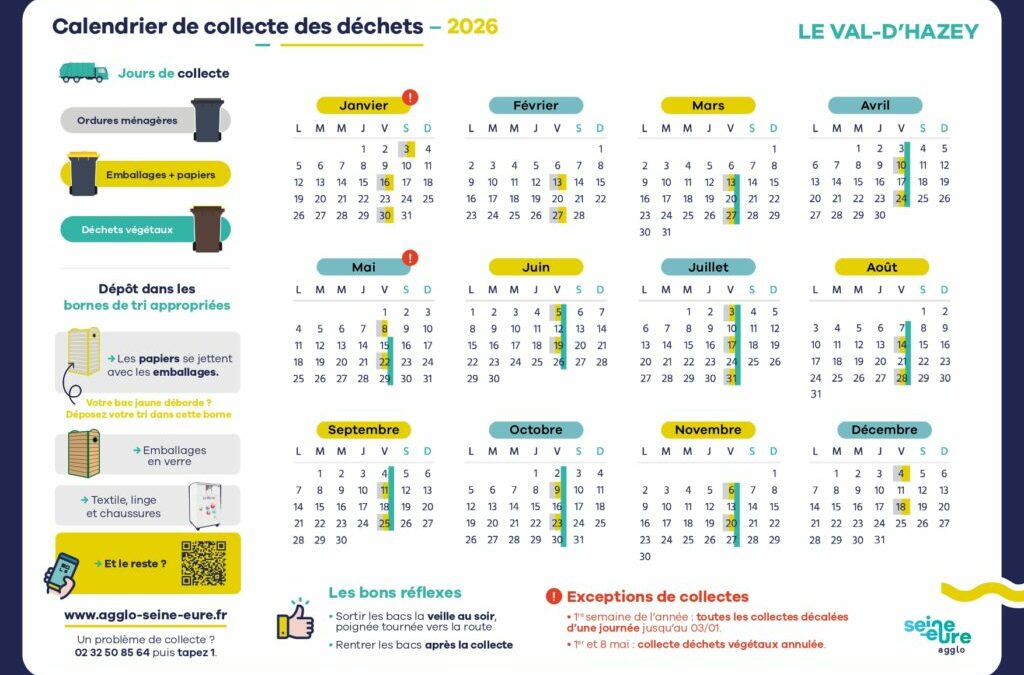 🗑️📅 Calendrier de collecte des déchets 2026