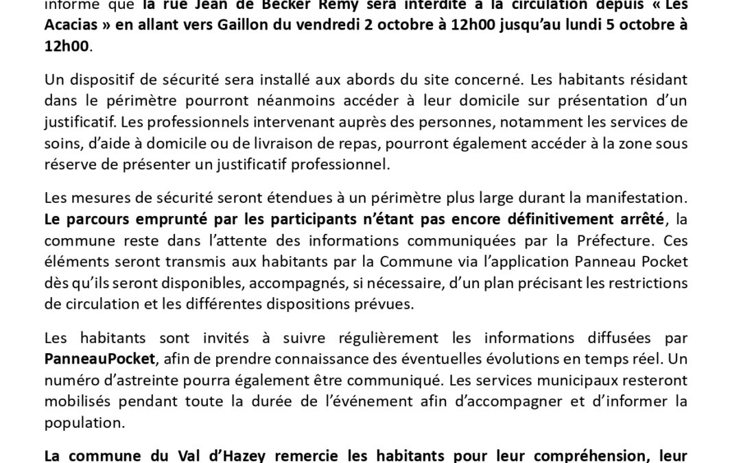 Communiqué de Presse du Maire